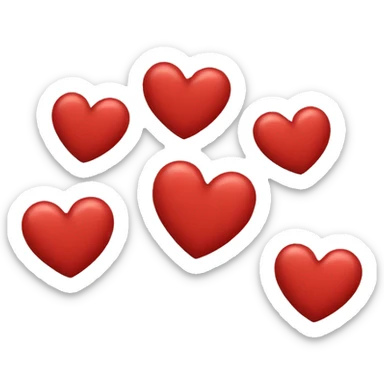 5 small red hearts sticker