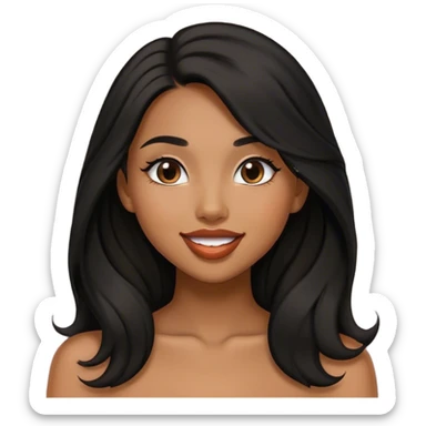 Tan girl with black long hair classy kisses smiles sticker