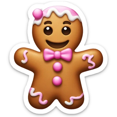 Pink Christmas gingerbread man sticker