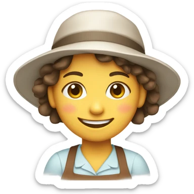 smiling girl in hat apron sticker