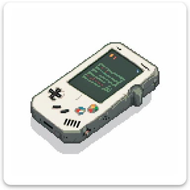 Retro gaming handheld device with screen visible, viewed at 45 degree angle sticker