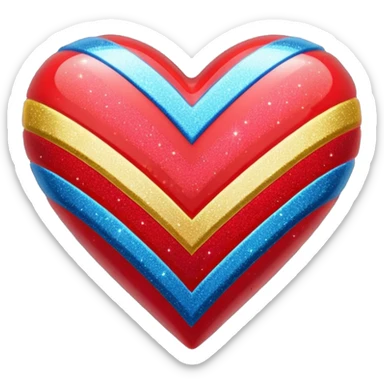 glitter heart with zigzag multi-color pattern sticker