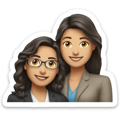 profesora joven con melena castaña, feliz sticker