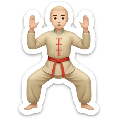 pratiquant de qi gong en position de l'arc, style simple sticker