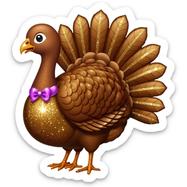 Brown glitter turkey sticker