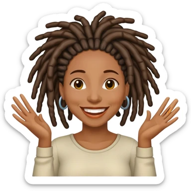 Black woman with locs celebrating sticker