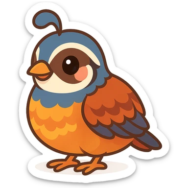colorful and cheerful cartoon sticker of a Kurdish quail (native to Kurdistan), no text, suitable for WhatsApp and Instagram, transparent background sticker