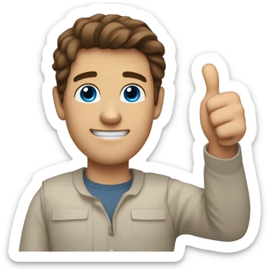 A man with brown hair blue eyes giving a thumbs up sticker