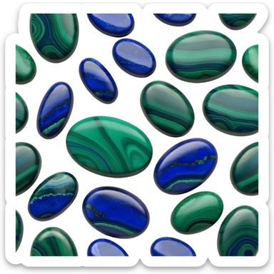 Oval azurite malachite cabochon showing rich blue azurite and vibrant green malachite bands sticker
