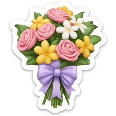 A flower bouquet with a coquette bow on it ￼ sticker