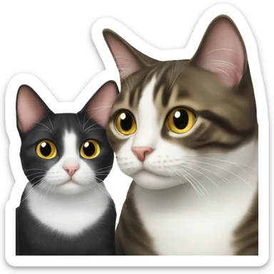 tuxedo cat and tabby cat sticker