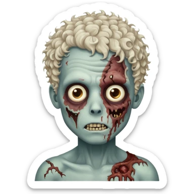 Menino zumbi com cabelo cacheado com luzes brancas sticker