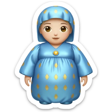 an AI android, digital, glowing, frumpy, muumuu sticker