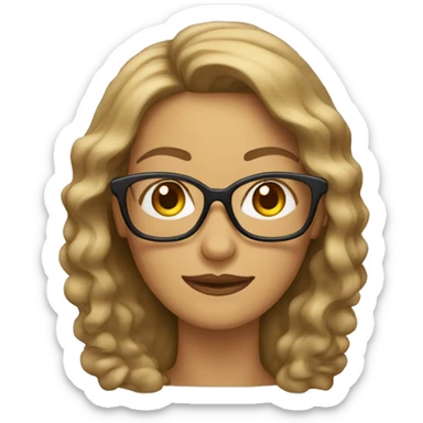 mujer de 40 años, pelo ondulado castaño claro y con gafas  sticker