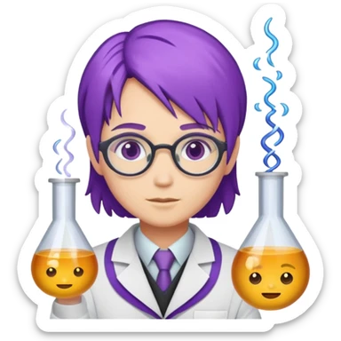 purple haired scientists sticker