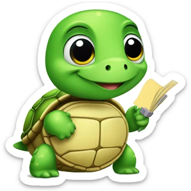 A cute little turtle with a task list including big and bolded check mark sticker