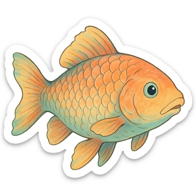 fish in ghibli style sticker
