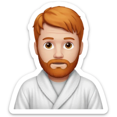 ginger hair bearded man with bath robe on his shoulder sticker
