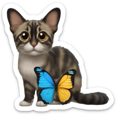 Un papillon avec une tête de chat sticker