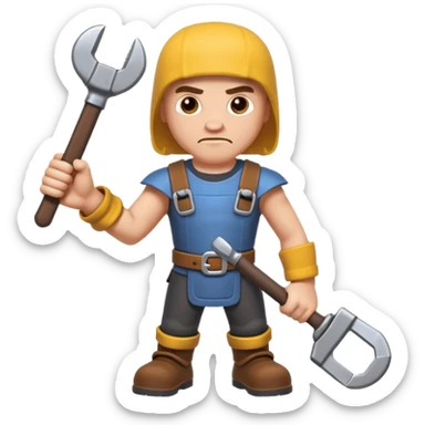 A Mechanic Wrench In A Clash Of Clans and medival Aesthetic not human sticker