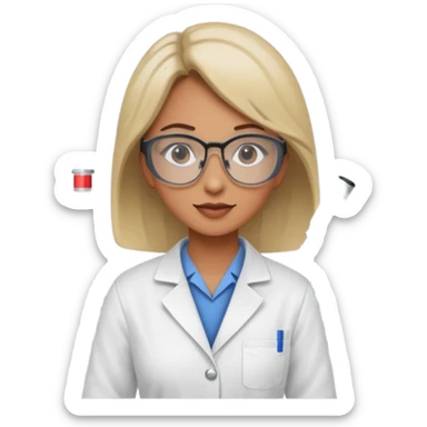 female inventor working in a lab sticker