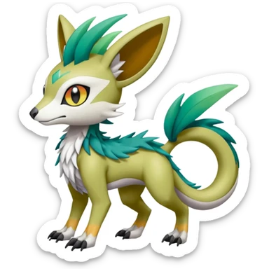 Meloetta-Vernid-Trico-Fionbri-Sergal-Pokémon-Digimon-Fakémon-fusion-hybrid-creature sticker