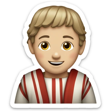 11th century european child with horizontal red stripes tunic saying hurrah sticker