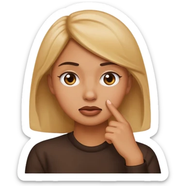 face emoji with a hand on chin, judging, sassy petty expression sticker