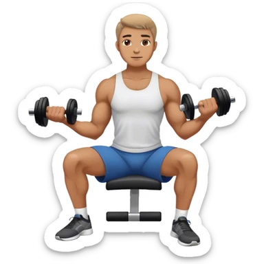 man seated weighted wrist curl sticker