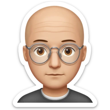 papà calvo occhi marroni e occhiali con doppio ponte sticker