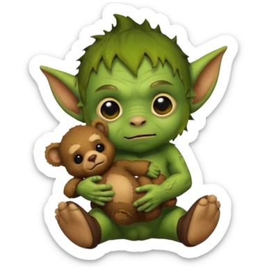 Goblin small baby  with teddy bear  sticker