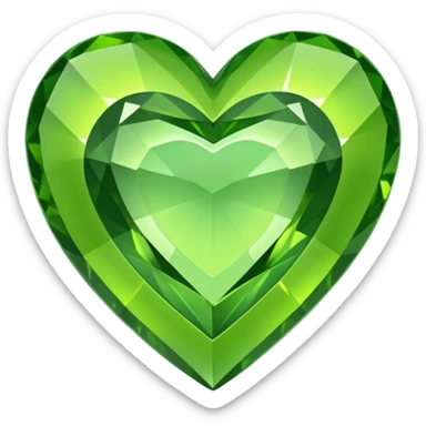 green heart looking ios but like a gemstone with sharp outlines and shiny the color is more like lime sticker