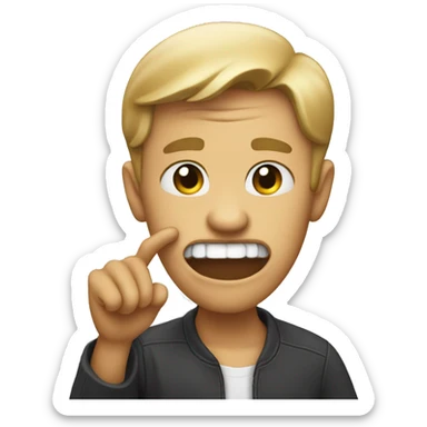 Person biting index finger  sticker