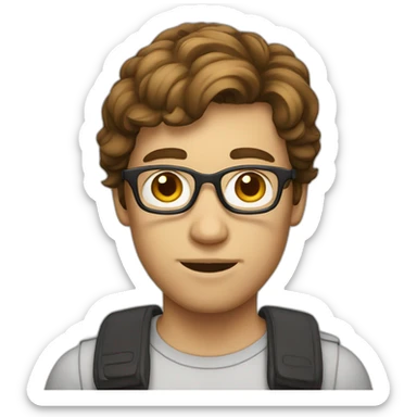 brown haired nerd sticker