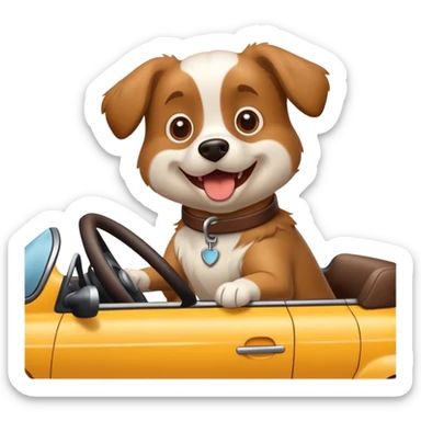 Dog driving car sticker