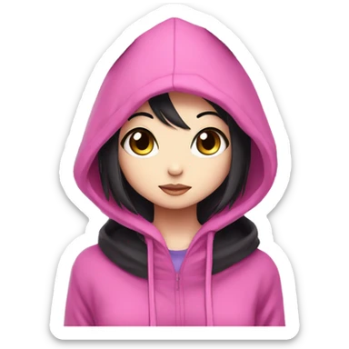 Kuromi wearing hoodie with pink skull sticker