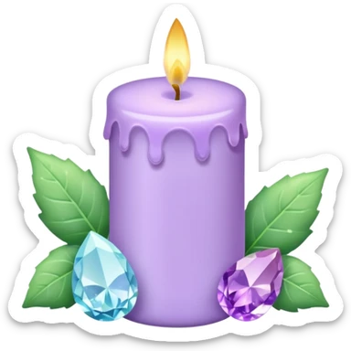 Pastel shiny sparkly crystals and gemstones cute Lavender lilac candle light with pastel petals and ivies sticker