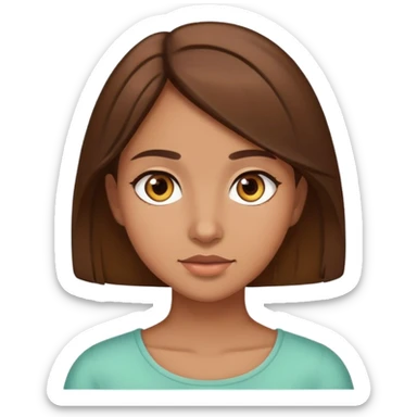 girl with brown hair to the shoulders, brown eyes, olive complexion sticker