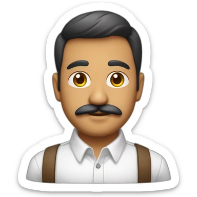Jayendrasinh Solanki as Developer in white shirt with sleeve up and mustach sticker