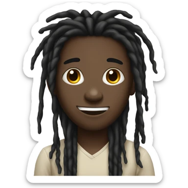 black boy with long black dreads in his face sticker