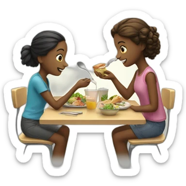 Two girls eating lunch sticker