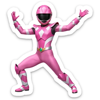 Pink Power Ranger striking a dance move sticker