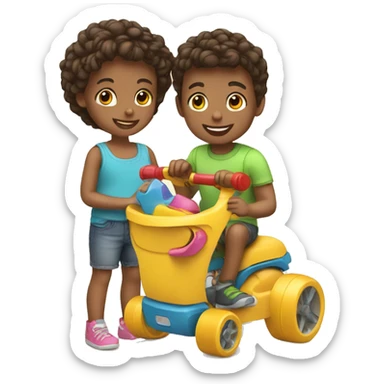 2 children Sharing toys sticker