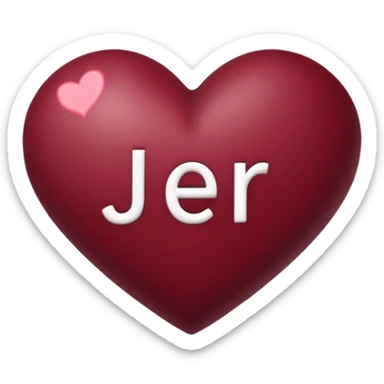 Burgundy heart with the letters Jer in the middle  sticker