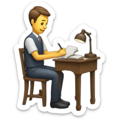 man writing a dictionary sticker