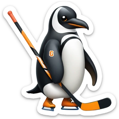 Penguin playing hockey  sticker