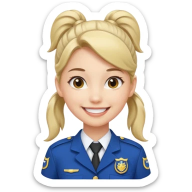 Young Female: ponytail hair, wearing uniform, white skin sticker