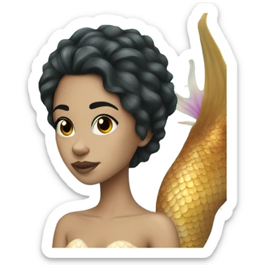 Mermaid white girl with black hair sticker