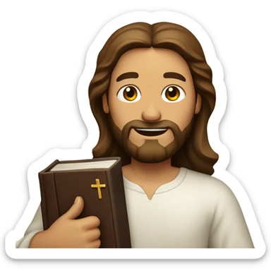 Jesus Christ holding a bible sticker