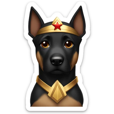 Black faced Malinois in Wonder Woman costume sticker